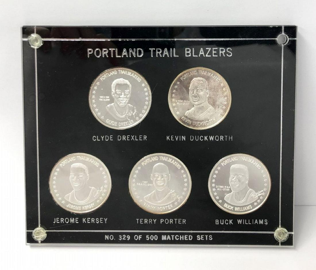 RARE PORTLAND TRAIL BLAZERS SILVER SET 5 OUNCES (1 of 3)