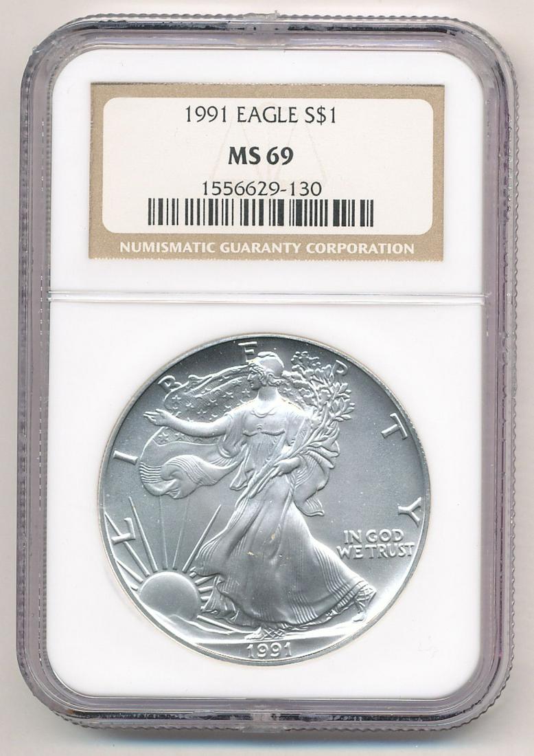 1991 AMERICAN SILVER EAGLE NGC MS69 (1 of 2)