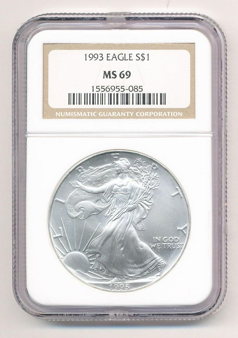 1993 AMERICAN SILVER EAGLE NGC MS69 (1 of 2)
