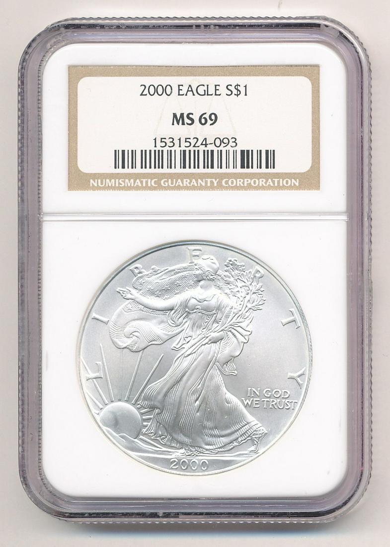 2000 AMERICAN SILVER EAGLE NGC MS69 (1 of 2)