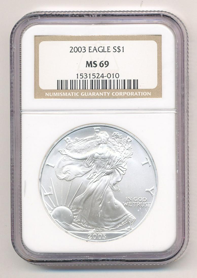 2003 AMERICAN SILVER EAGLE NGC MS69 (1 of 2)