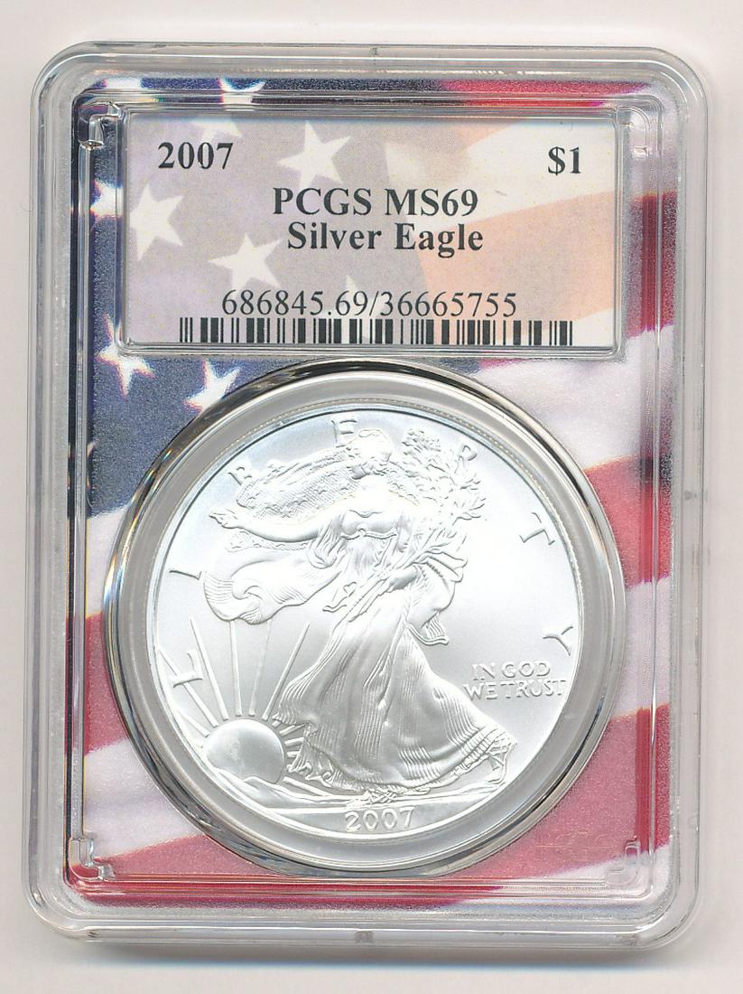 2007 PCGS MS69 AMERICAN SILVER EAGLE (1 of 2)