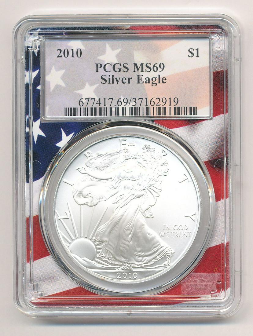 2010 PCGS MS69 AMERICAN SILVER EAGLE (1 of 2)