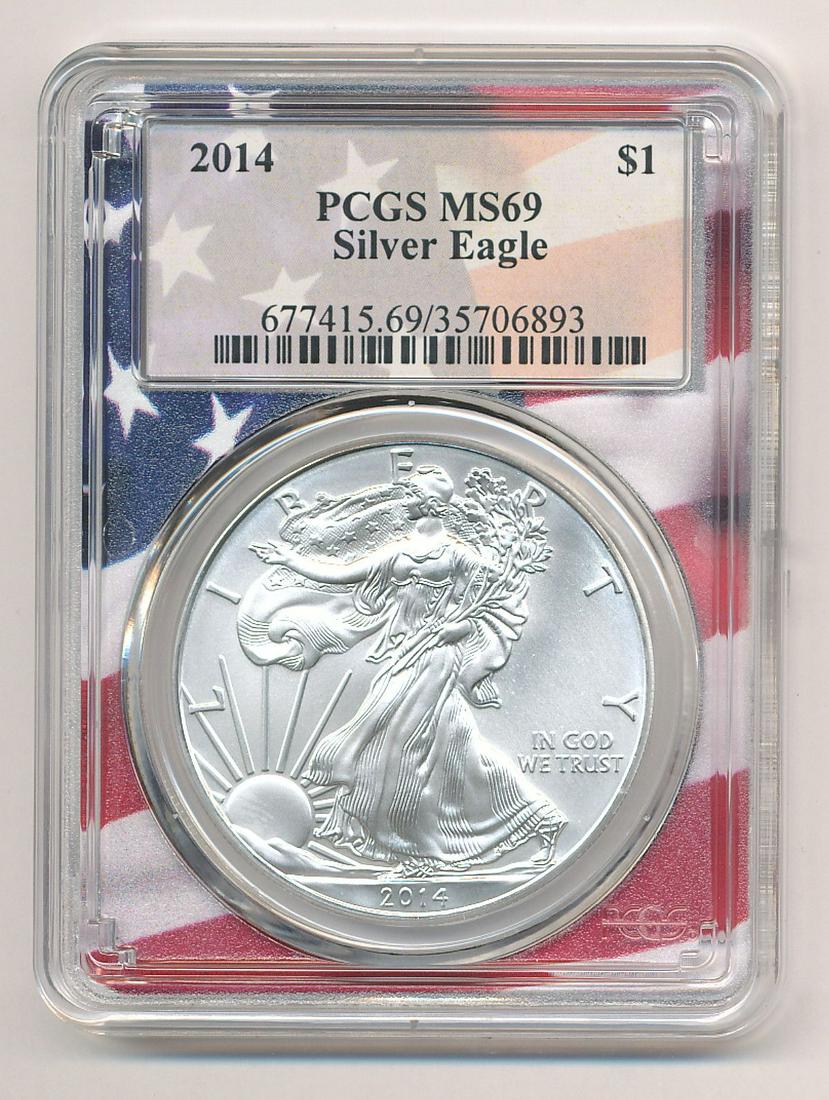 2014 PCGS MS69 AMERICAN SILVER EAGLE (1 of 2)