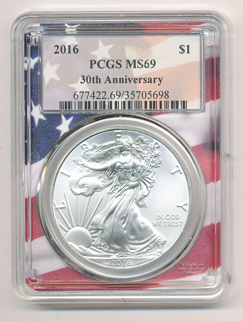 2016 PCGS MS69 AMERICAN SILVER EAGLE 30TH ANNIVERSARY (1 of 2)