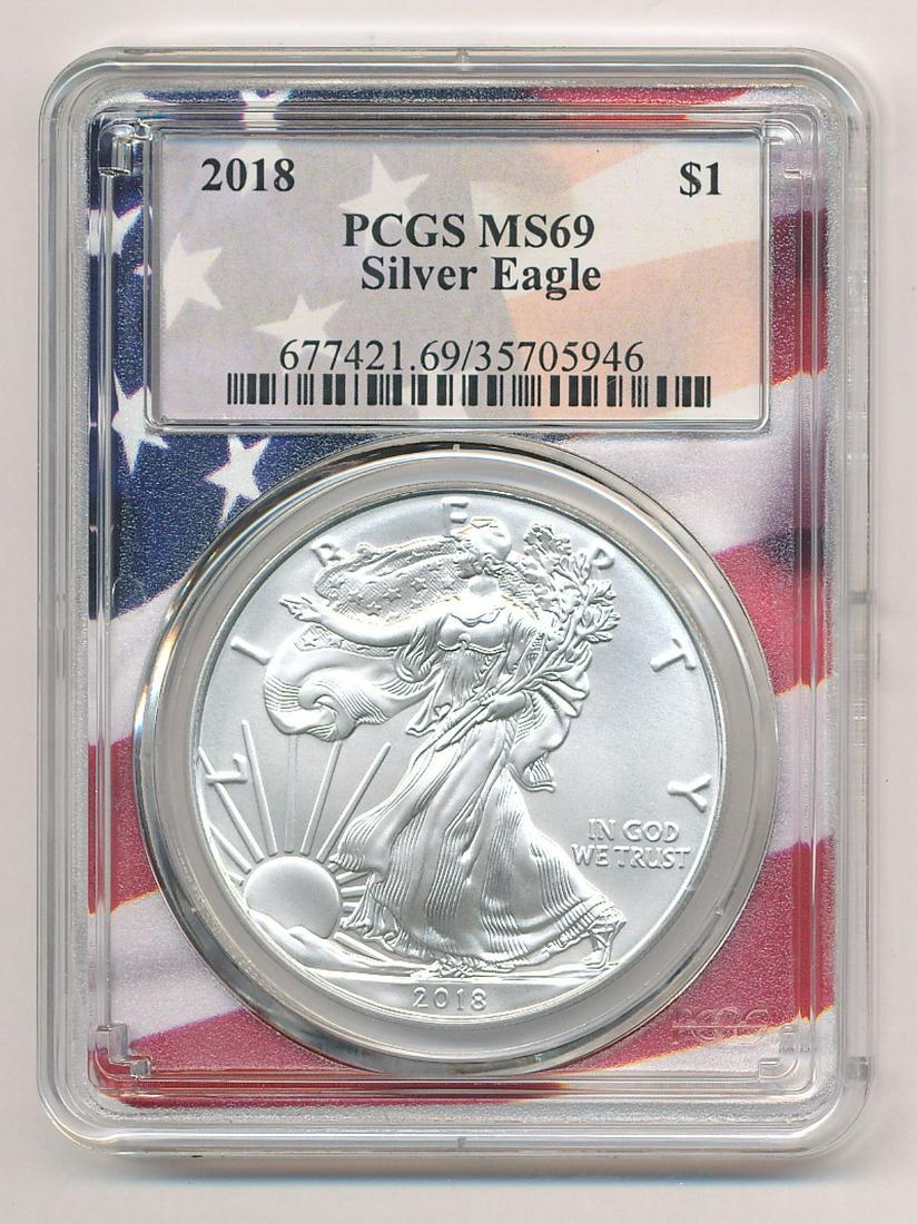 2018 PCGS MS69 AMERICAN SILVER EAGLE (1 of 2)