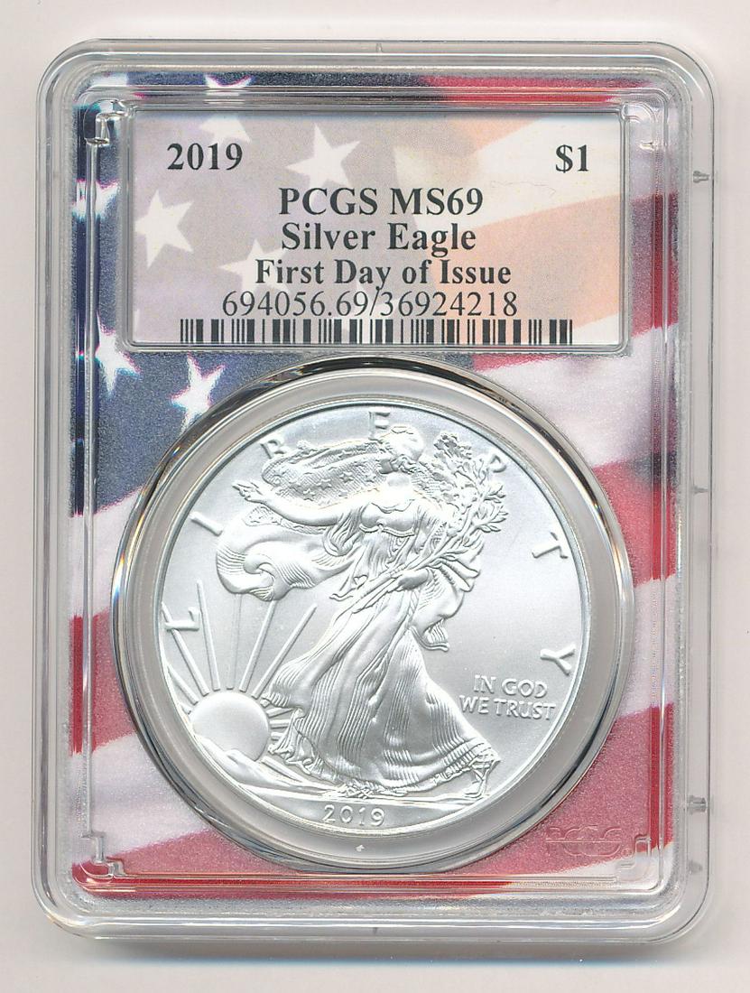 2019 PCGS MS69 AMERICAN SILVER EAGLE (1 of 2)