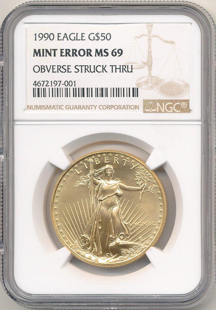 1990 1oz $50 GOLD MINT ERROR NGC MS69 (1 of 2)