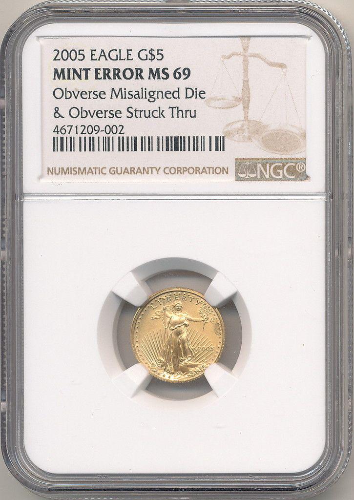 2005 $5 GOLD MINT ERROR NGC MS69 (1 of 2)