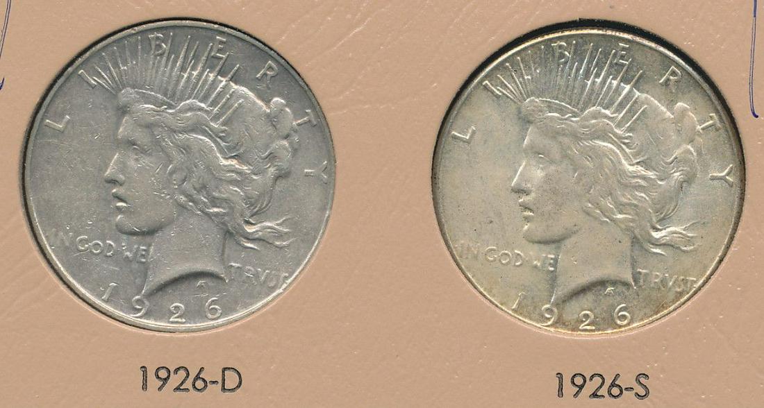 1926-D AND 1926-S (2) PEACE SILVER DOLLAR (1 of 3)