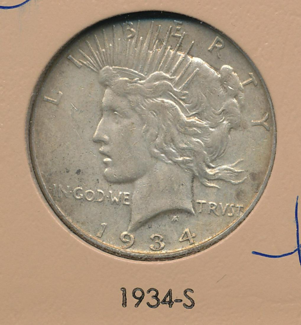 KEYDATE 1934-S PEACE SILVER DOLLAR XF/AU (1 of 3)