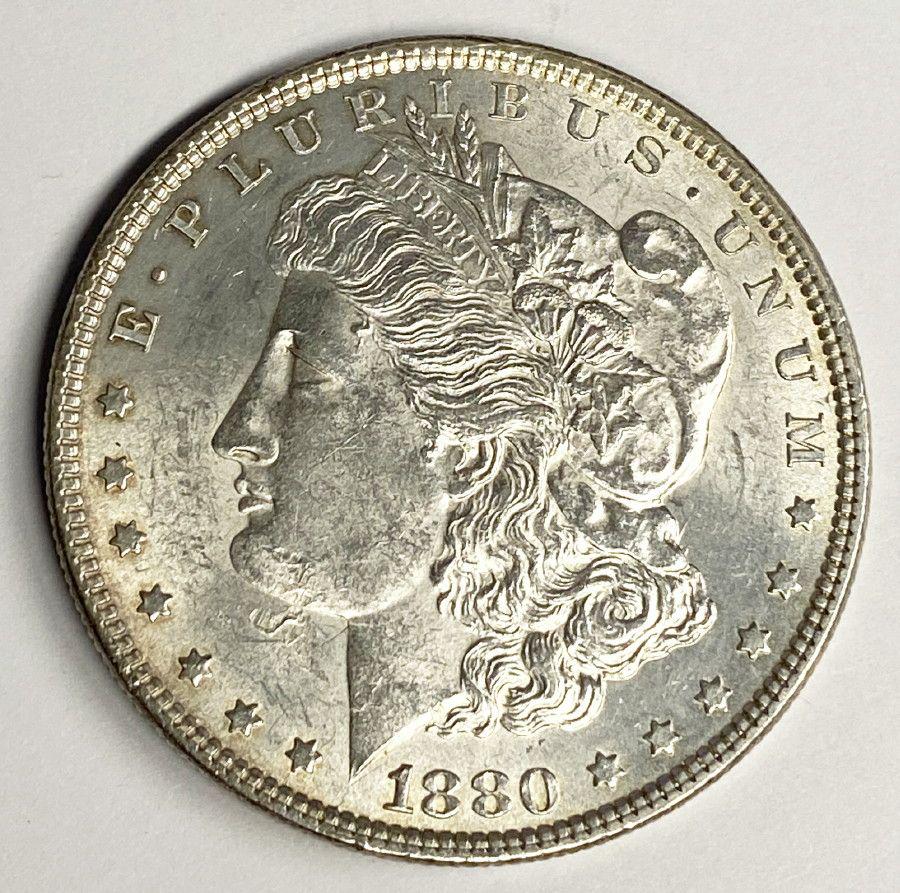 1880 MORGAN SILVER DOLLAR MS60+ (1 of 3)