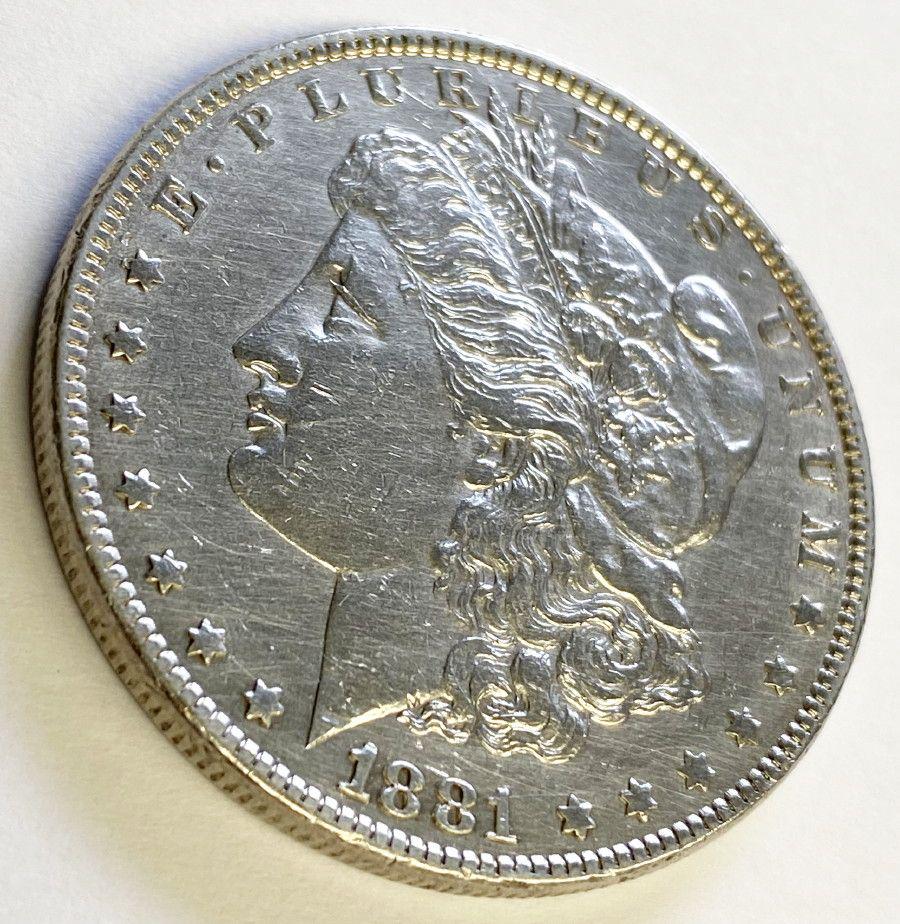 1881-P POLISHED MORGAN SILVER DOLLAR AU (1 of 3)