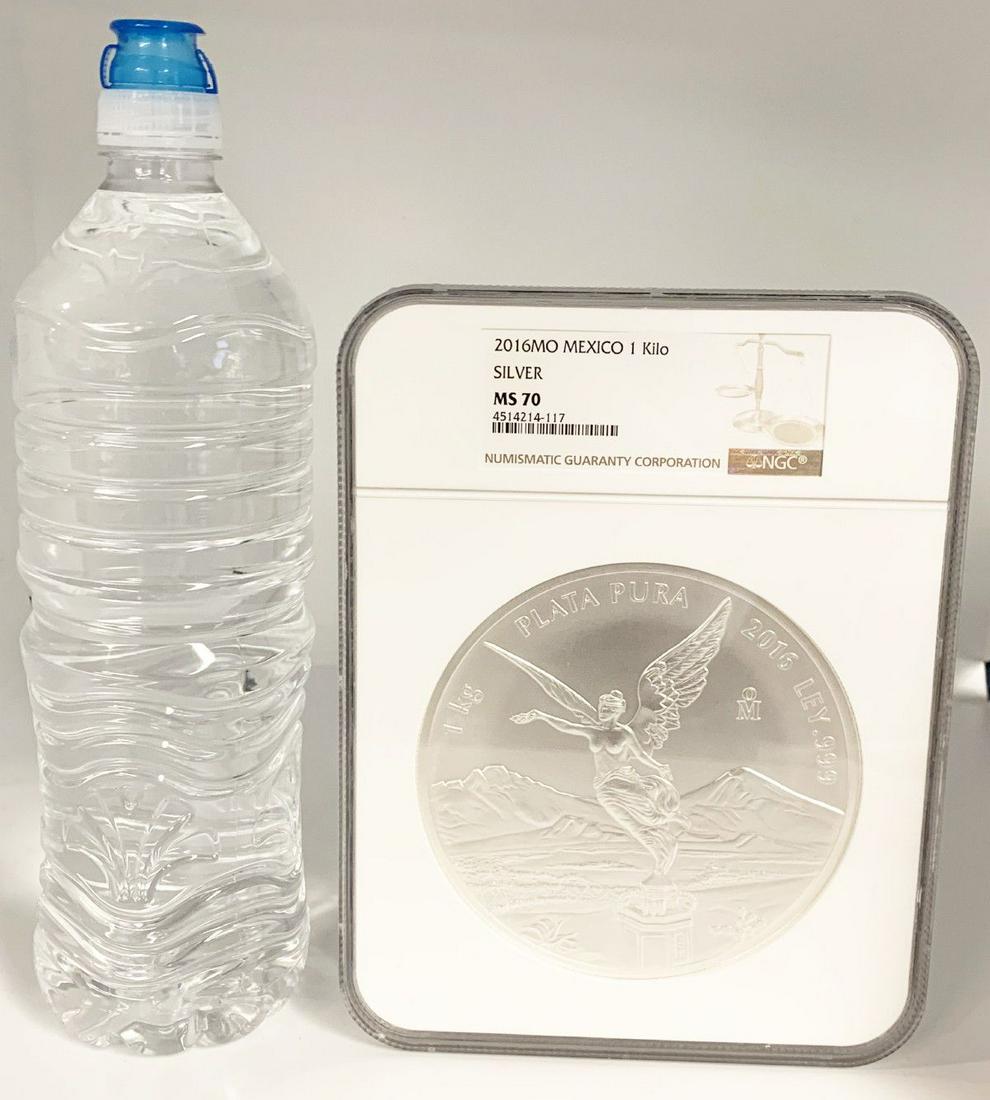 HUGE!! 2016MO MEXICO 1 KILO SILVER NGC MS 70 (1 of 5)