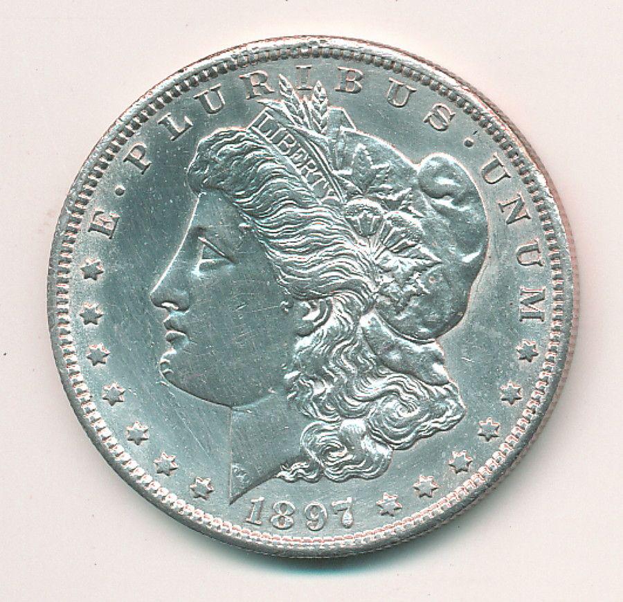 HARSHLY CLEANED 1897-S MORGAN SILVER DOLLAR (1 of 3)