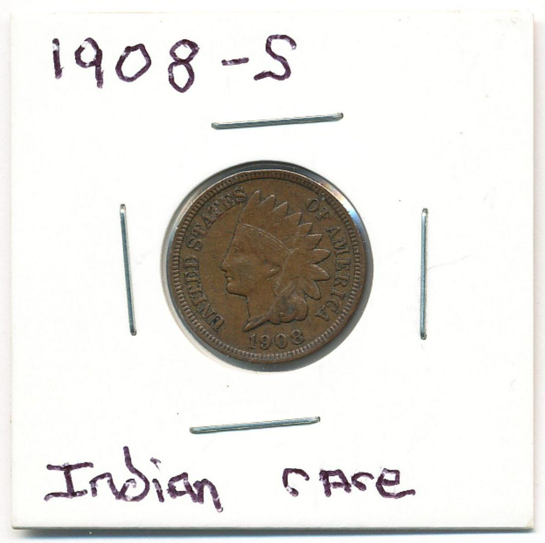 1908-S INDIAN HEAD CENT XF DETAIL: AS THIS IS LAST MINUTE LOT WE HAVE $2 LOWS ON ALL OF IT AND $2,000 HIGHS. ALL OF THESE LOTS ARE WORTH SOMEWHERE IN BETWEEN. ANY QUESTIONS ON THE SPECIFIC VALUES PLEASE FEEL FREE TO CALL OUR OFFICE TOL