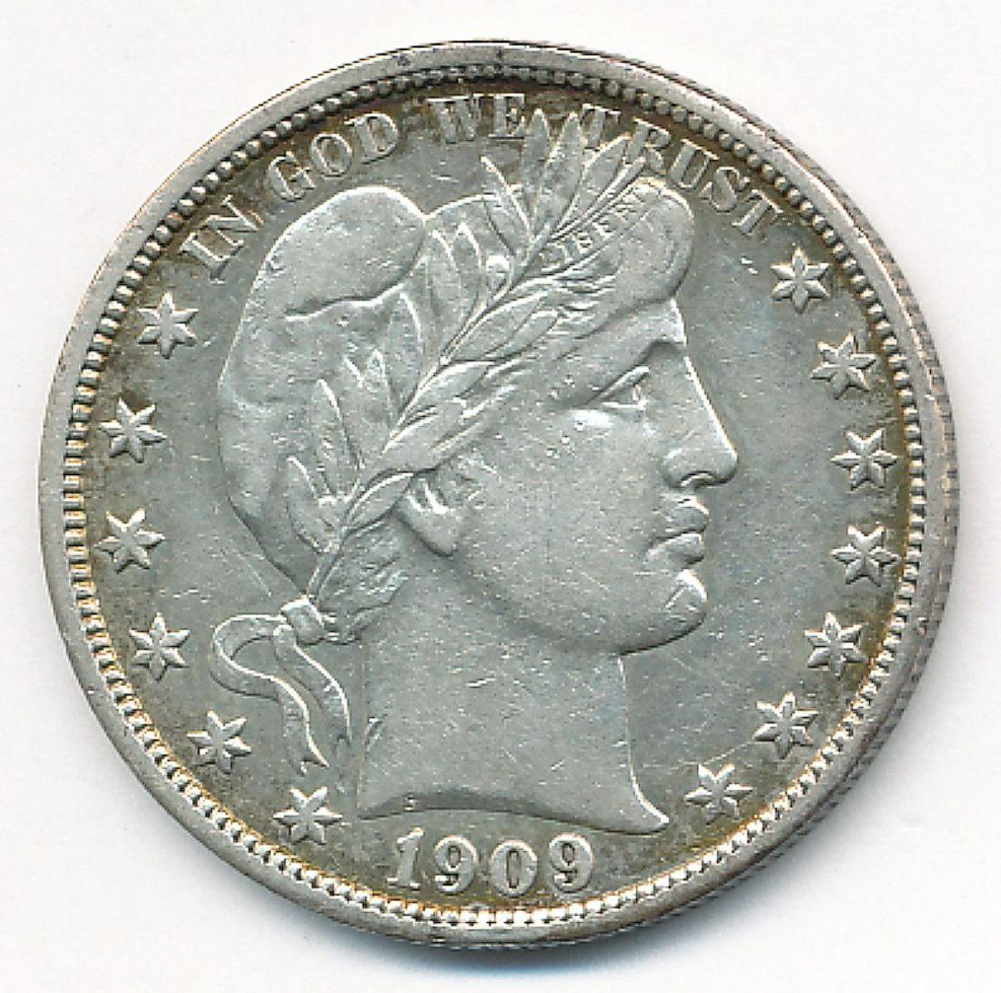 1909 BARBER 1/2 DOL COUNTER STAMP AU DETAIL: AS THIS IS LAST MINUTE LOT WE HAVE $2 LOWS ON ALL OF IT AND $2,000 HIGHS. ALL OF THESE LOTS ARE WORTH SOMEWHERE IN BETWEEN. ANY QUESTIONS ON THE SPECIFIC VALUES PLEASE FEEL FREE TO CALL OUR OFFICE TOL