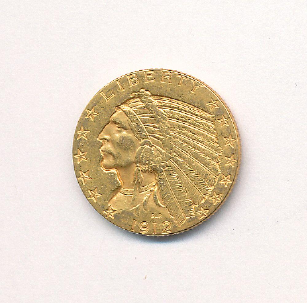 1912 $5 DOLLAR INDIAN GOLD MS62: WINNER SHALL RECEIVE THE EXACT COIN SHOWN HERE.