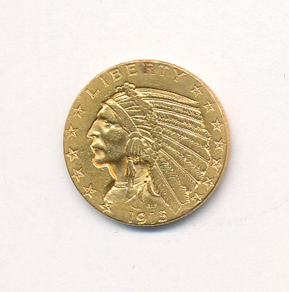 1915 $5 DOLLAR INDIAN GOLD AU: WINNER SHALL RECEIVE THE EXACT COIN SHOWN HERE.