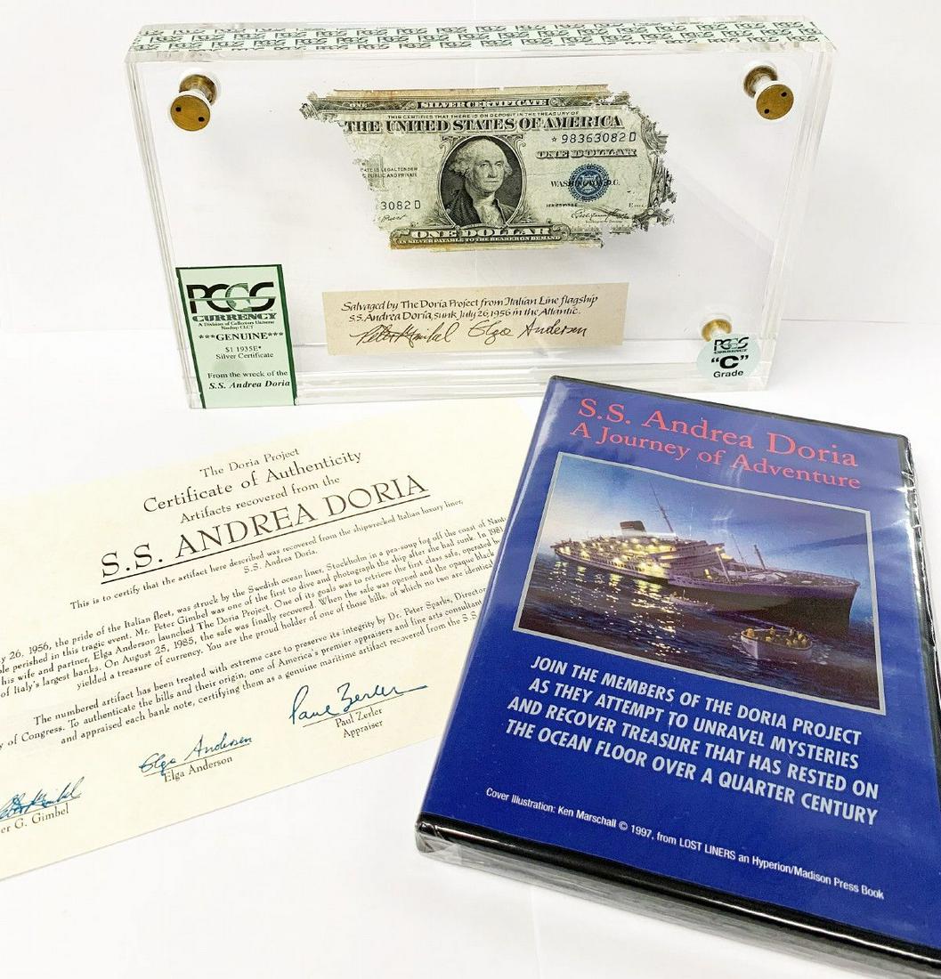 SUPER RARE PCGS SHIPWRECK CERTIFIED CURRENCY: EXTREMELY RARE PCGS SHIPWRECK CERTIFIED CURRENCY On the dark night of July 25, 1956, maritime destiny had her way with the SS Andrea DoriaÂ off the coast of New York. Sailing from Genoa, Italy to Ne