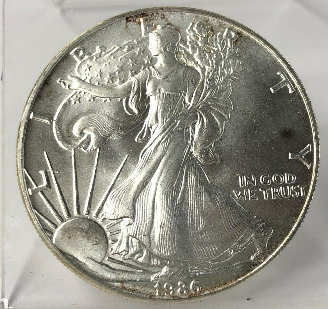 1986 AMERICAN SILVER EAGLE FRESH MS69 UNGRADE: 1986 AMERICAN SILVER EAGLE FRESH! MS69 UNGRADED WINNER SHALL RECEIVE EXACT COIN SHOWN HERE