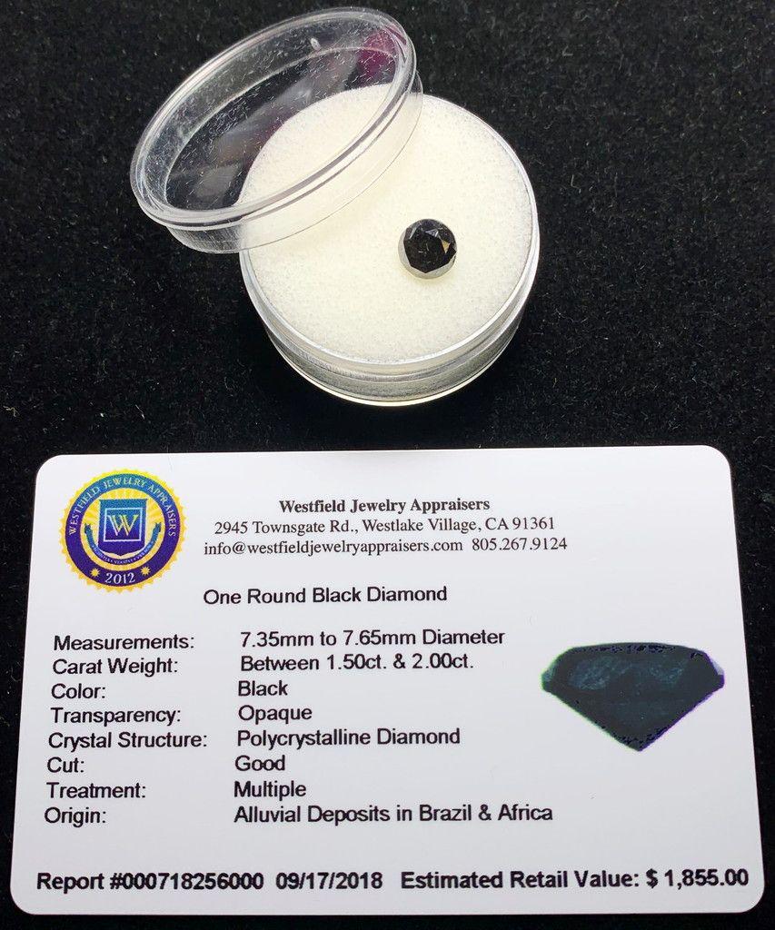APP. 1.5CT-2.00CT ROUND CUT BLACK DIAMOND: APP. 1.5CT-2.00CT ROUND CUT BLACK DIAMOND WINNER SHALL RECEIVE THE EXACT ITEM SHOWN HERE