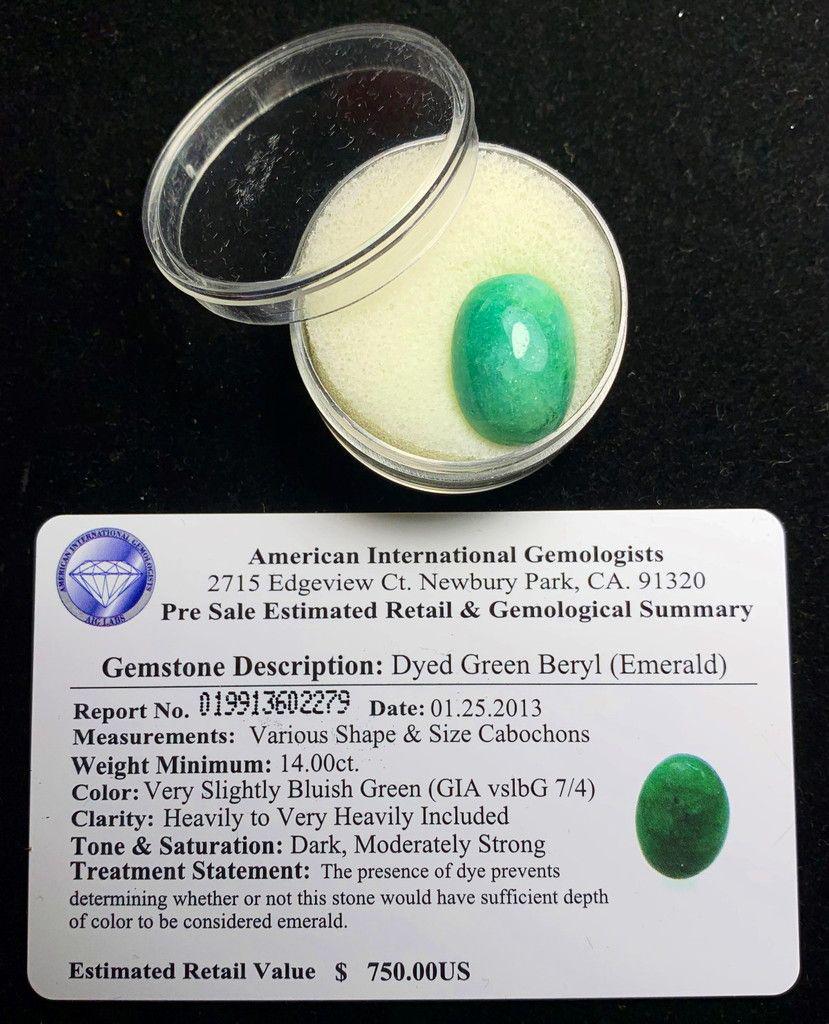 DYED GREEN BERYL (EMERALD): DYED GREEN BERYL (EMERALD) WINNER SHALL RECEIVE THE EXACT ITEM SHOWN HERE