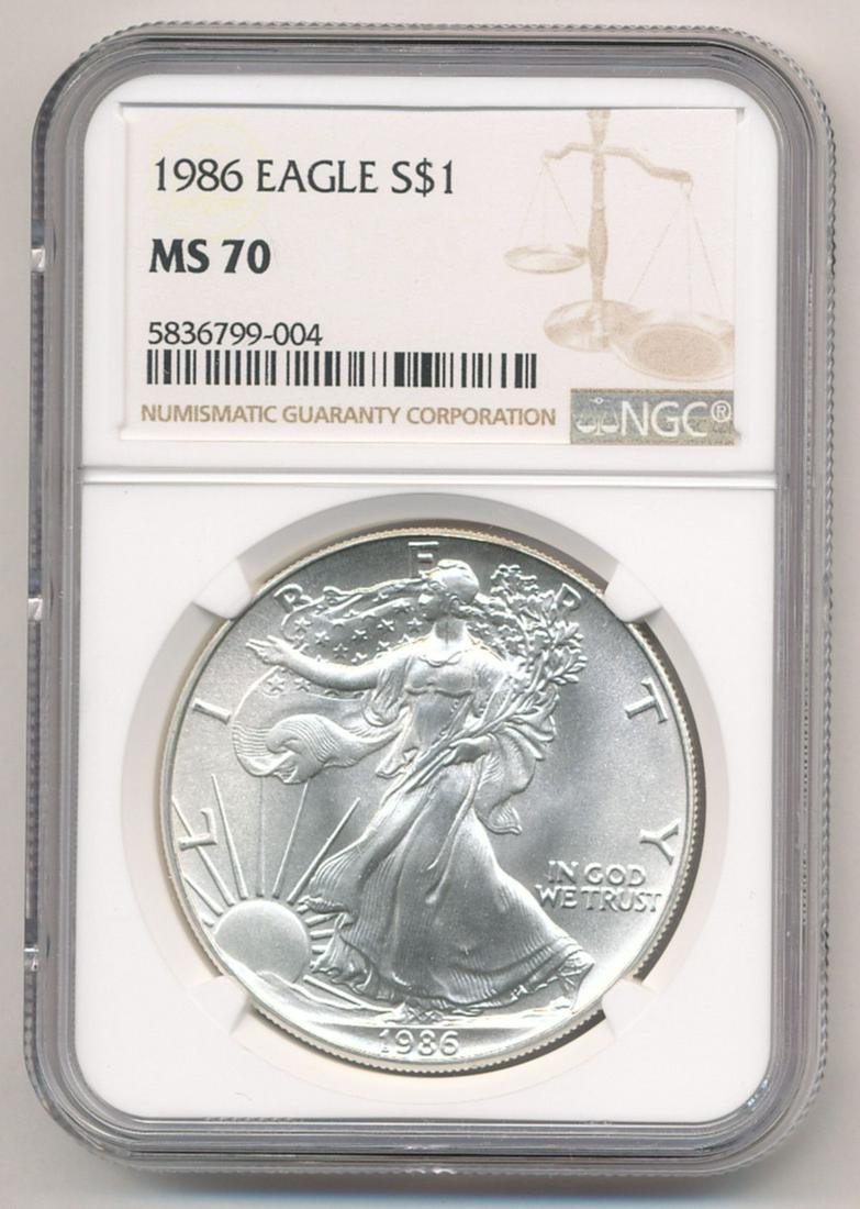 FIRST YEAR 1986 AMERICAN SILVER EAGLE: WINNER SHALL RECEIVE THE EXACT COIN SHOWN HERE
