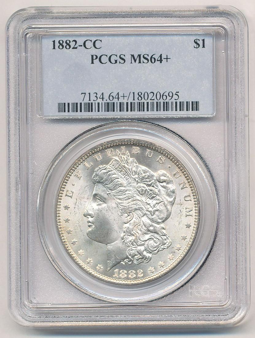 1882-CC MORGAN SILVER DOLLAR PCGS MS64+: OUR OLD FRIEND BOB HAS BEEN A CUSTOMER THROUGH MY COIN COMPANY FROM BACK SINCE THE OPENING OF OUR LOCATION AND GOING BACK WELL INTO THE LAST CENTURY. BOB HAS ASSEMBLED A COMPLETE MORGAN SILVER DOLLAR