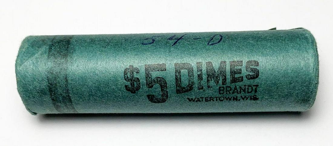 BU ROLL (50) COINS MINT 1954-D 90% SILVER DIMES: WINNER SHALL RECEIVE THE EXACT (50) COINS SHOWN HERE