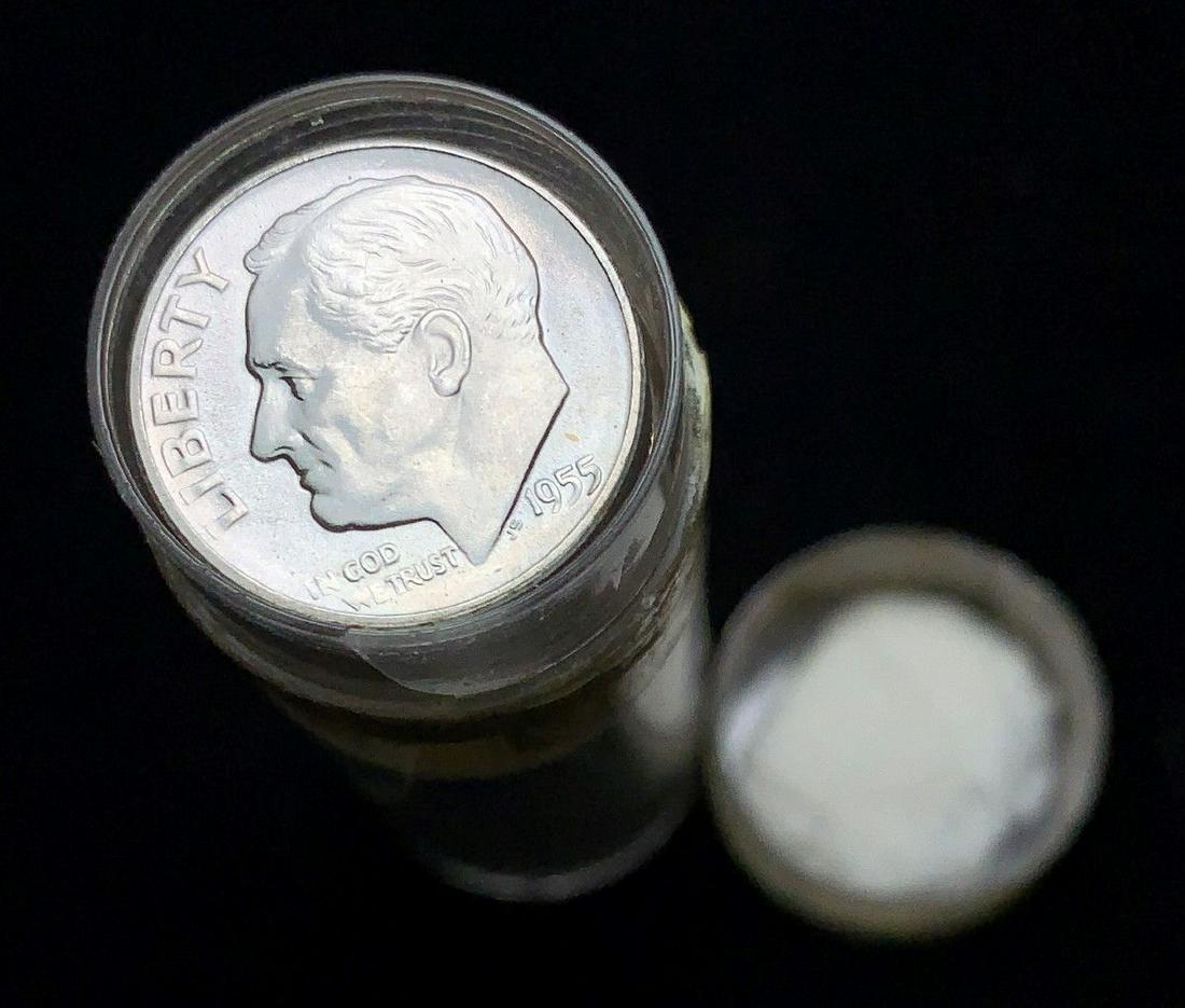 BU ROLL (50) COINS MINT 1955-S 90% SILVER DIMES: WINNER SHALL RECEIVE THE EXACT (50) COINS SHOWN HERE