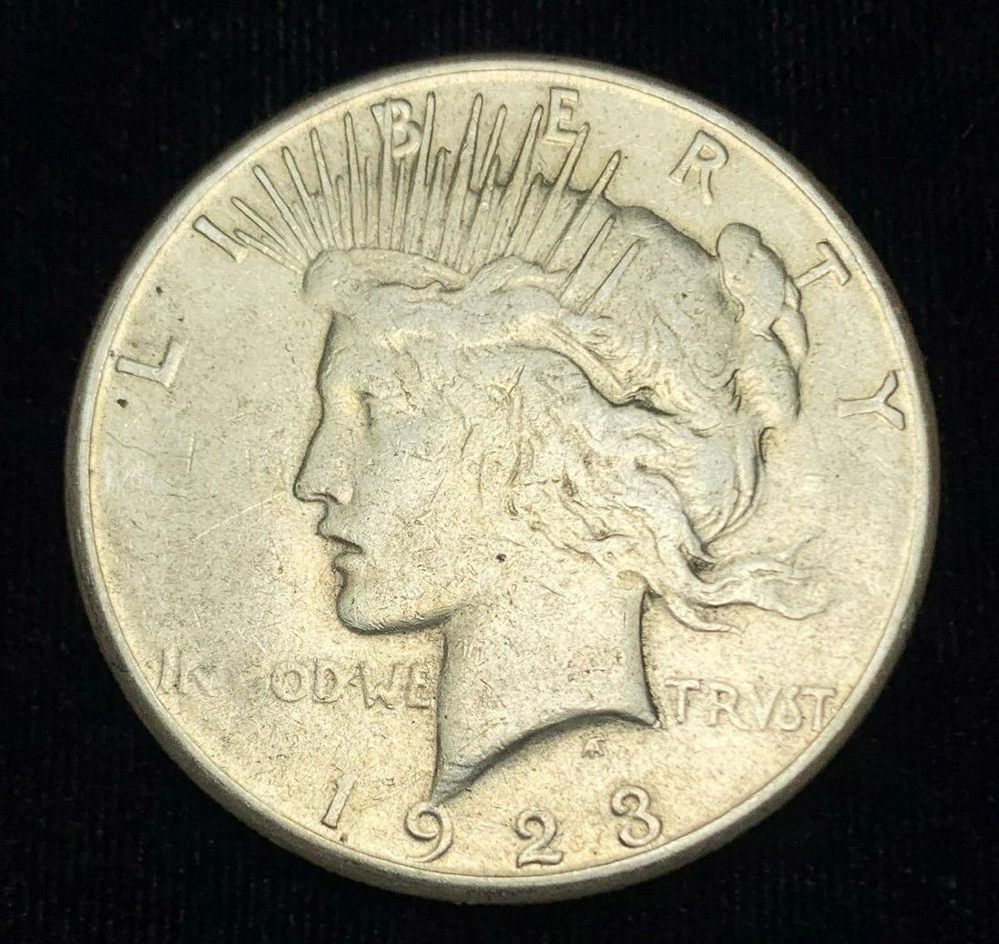 1923-S PEACE SILVER DOLLAR AU+: WINNER SHALL RECEIVE THE EXACT COIN SHOWN HERE