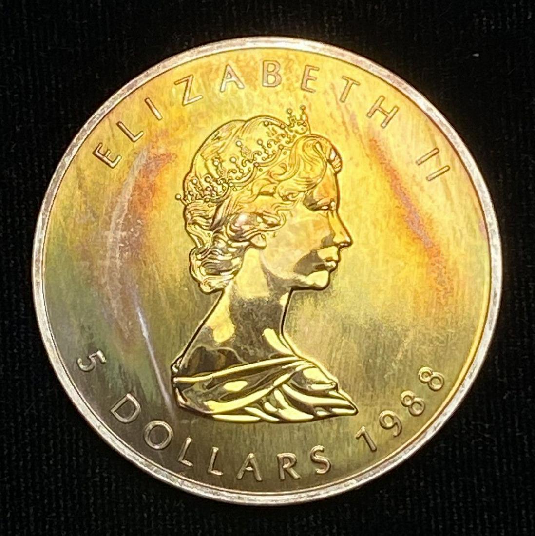 ARIZONA SUNSET MAGIC COLOR 1988 CML SILVER 1 OZ: ARIZONA SUNSET MAGIC COLOR 1988 CANADIAN MAPLE LEAF SILVERWINNER SHALL RECEIVE THE EXACT COIN SHOWN HERE.