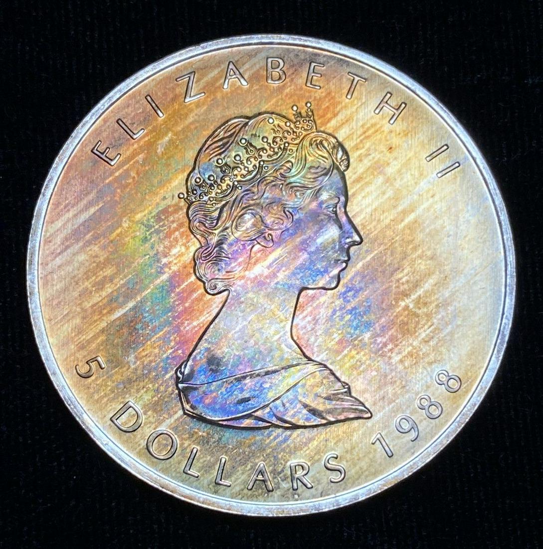 ARIZONA SUNSET MAGIC COLOR 1988 CML SILVER 1 OZ: ARIZONA SUNSET MAGIC COLOR 1988 CANADIAN MAPLE LEAF SILVERWINNER SHALL RECEIVE THE EXACT COIN SHOWN HERE.