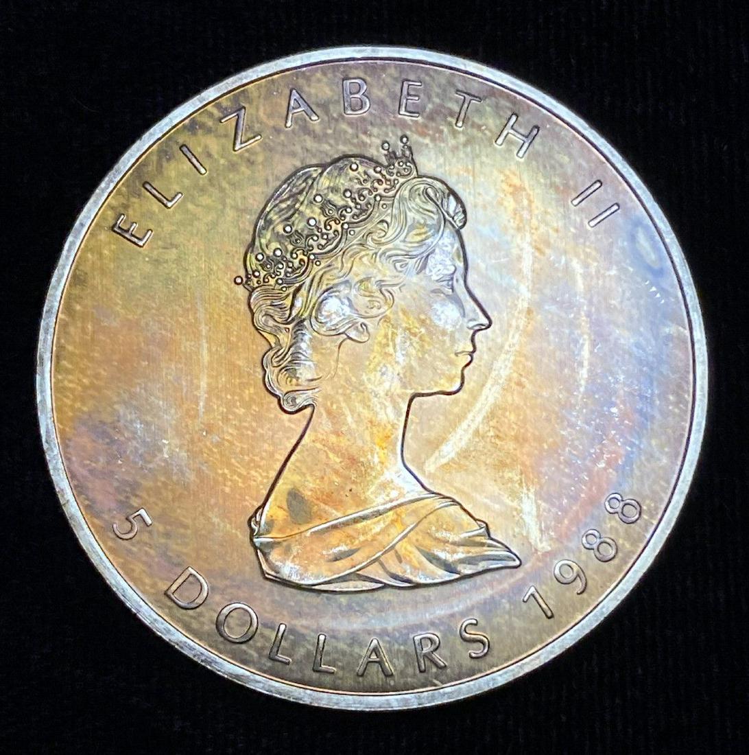 ARIZONA SUNSET MAGIC COLOR 1988 CML SILVER 1 OZ: ARIZONA SUNSET MAGIC COLOR 1988 CANADIAN MAPLE LEAF SILVERWINNER SHALL RECEIVE THE EXACT COIN SHOWN HERE.