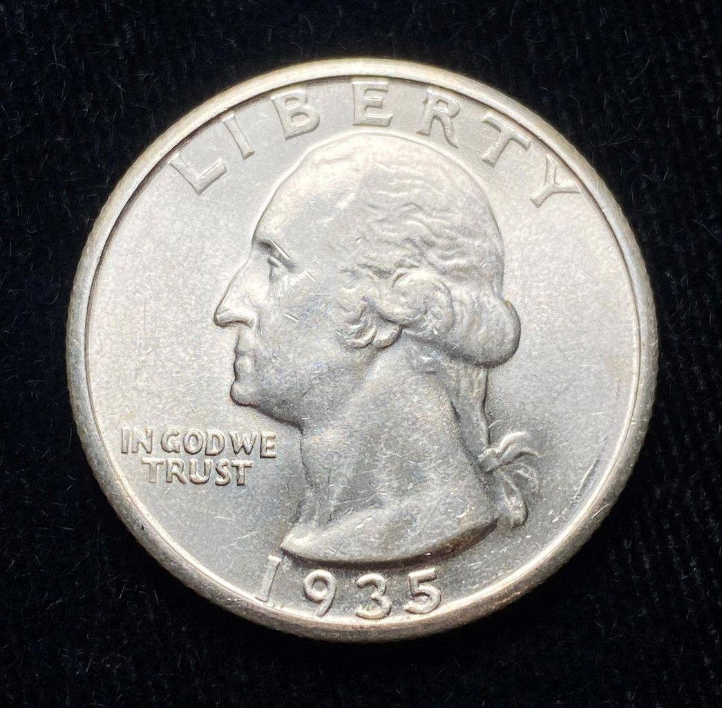 1935-S WASHINGTON 25 CENT PLEASING MS-63/65: WINNER SHALL RECEIVE THE EXACT COIN SHOWN HERE