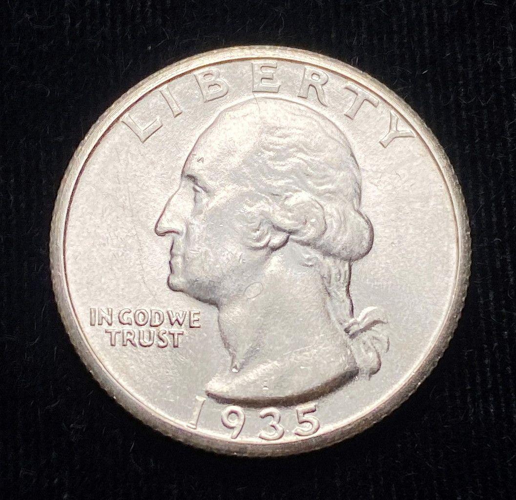 1935-S WASHINGTON 25 CENT PLEASING MS-63/65: WINNER SHALL RECEIVE THE EXACT COIN SHOWN HERE