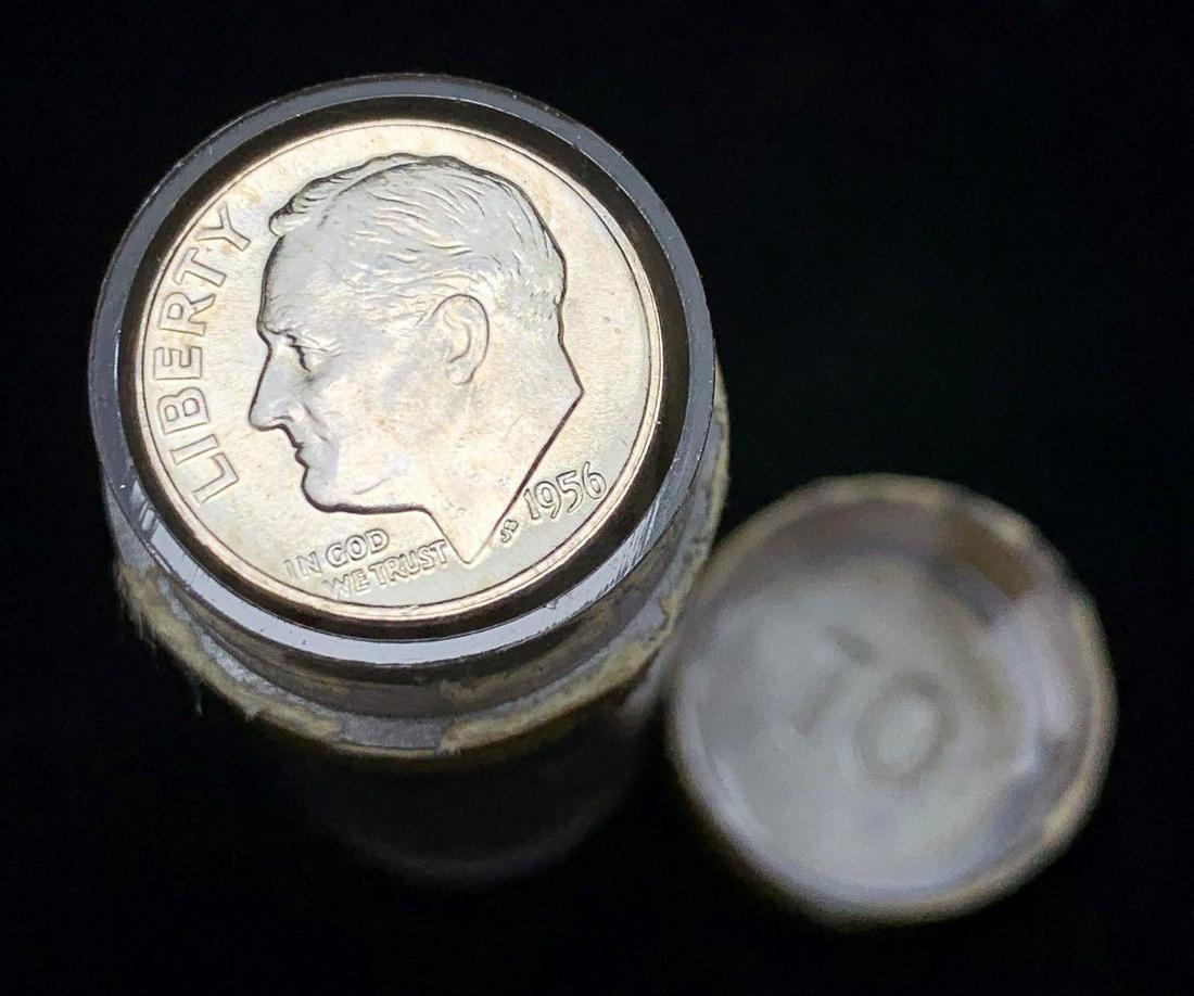 BU ROLL (50) COINS MINT 1956-D 90% SILVER DIMES: WINNER SHALL RECEIVE THE EXACT (50) COINS SHOWN HERE
