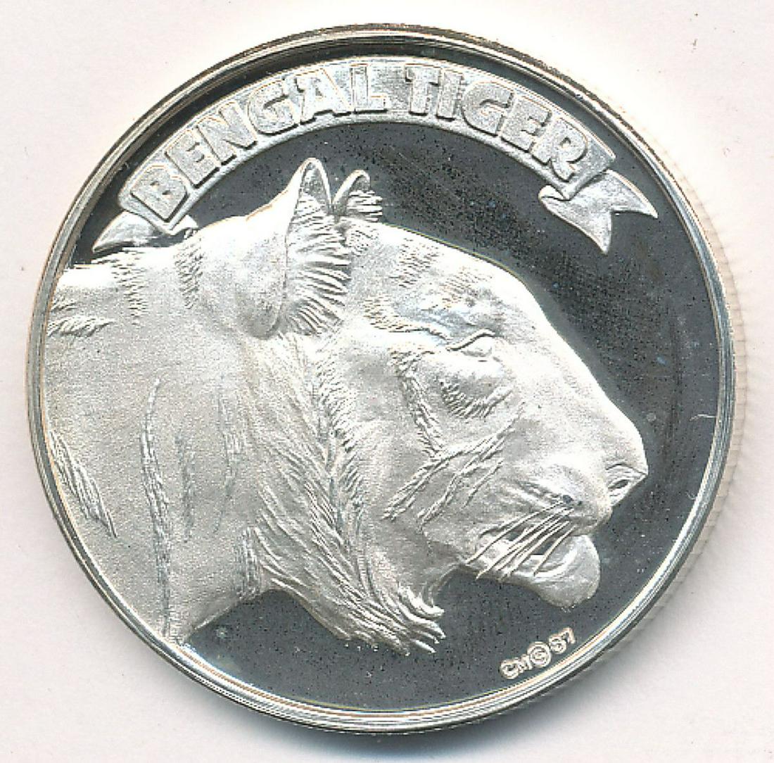 BENGAL TIGER 1 OZ .999 FINE SILVER ROUND: WINNER SHALL RECEIVE THE EXACT COIN SHOWN HERE