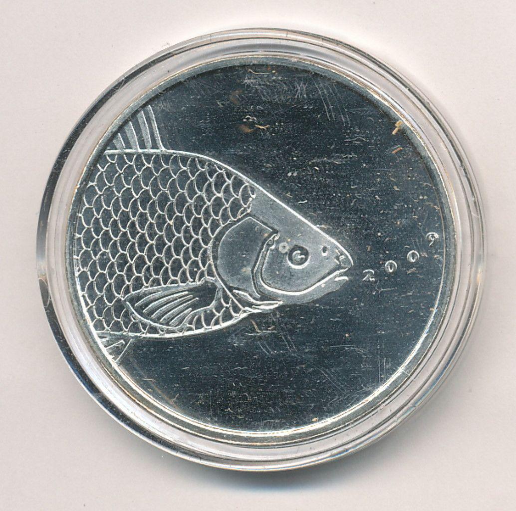 RARE 2009 1 OZ CUSTOM DESIGN FISH 999 SILVER ROUND: WINNER SHALL RECEIVE THE EXACT ROUND SHOWN HERE