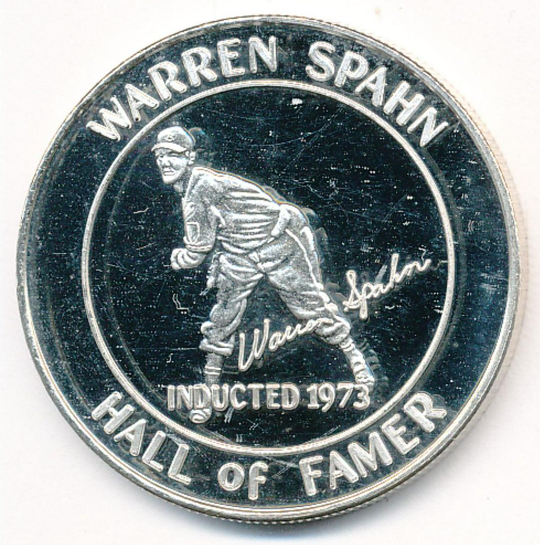 RARE 1 OZ SILVER WARREN SPAHN HALL OF FAMER 1973: WINNER SHALL RECEIVE THE EXACT COIN SHOWN HERE