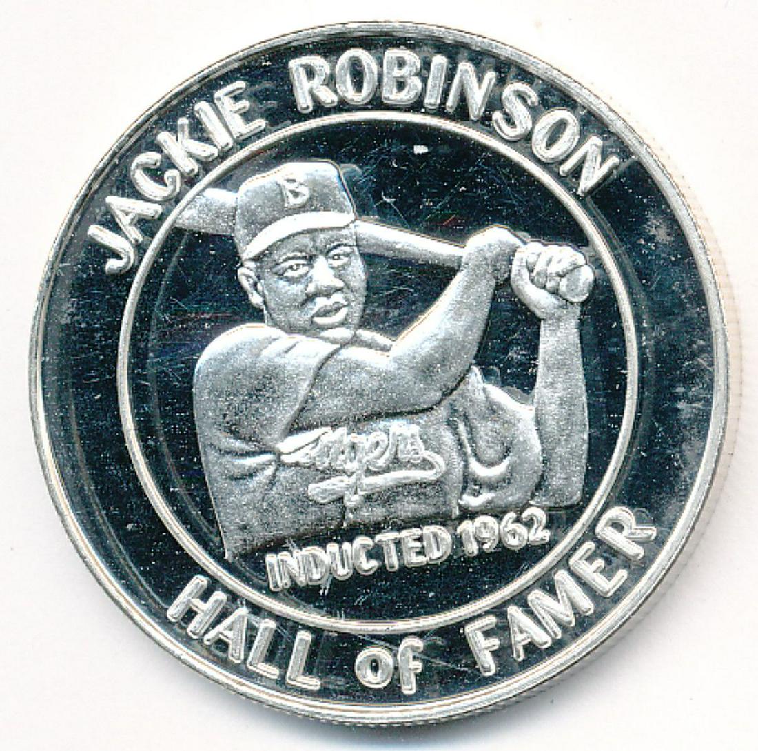RARE 1 OZ SILVER JACKIE ROBINSON HALL OF FAMER: WINNER SHALL RECEIVE THE EXACT COIN SHOWN HERE