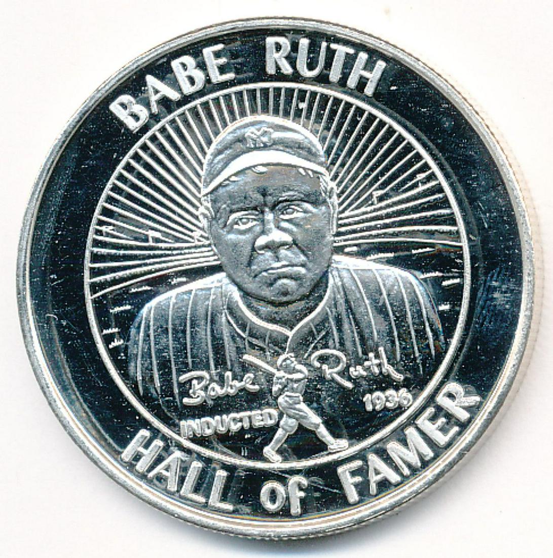 RARE 1 OZ SILVER BABE RUTH HALL OF FAMER 1936: WINNER SHALL RECEIVE THE EXACT COIN SHOWN HERE
