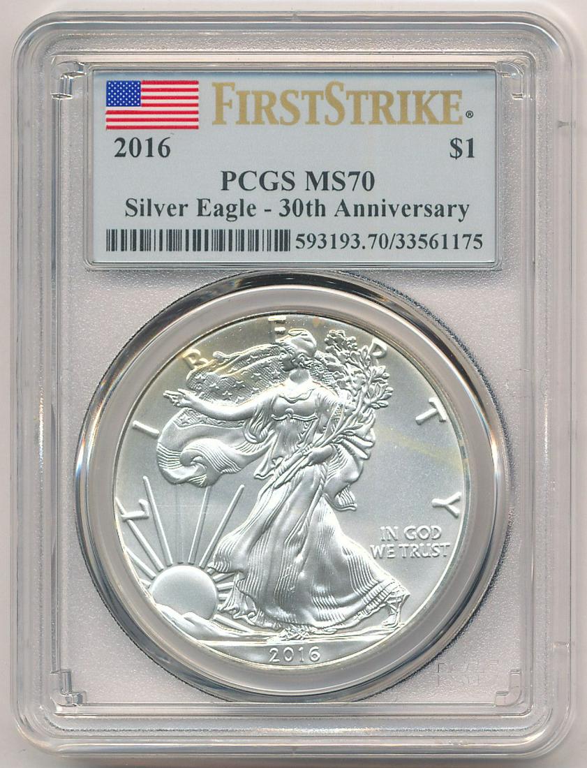 2016 PCGS MS70 SILVER EAGLE 30TH ANNIVERSARY: WINNER SHALL RECEIVE THE EXACT COIN SHOWN HERE