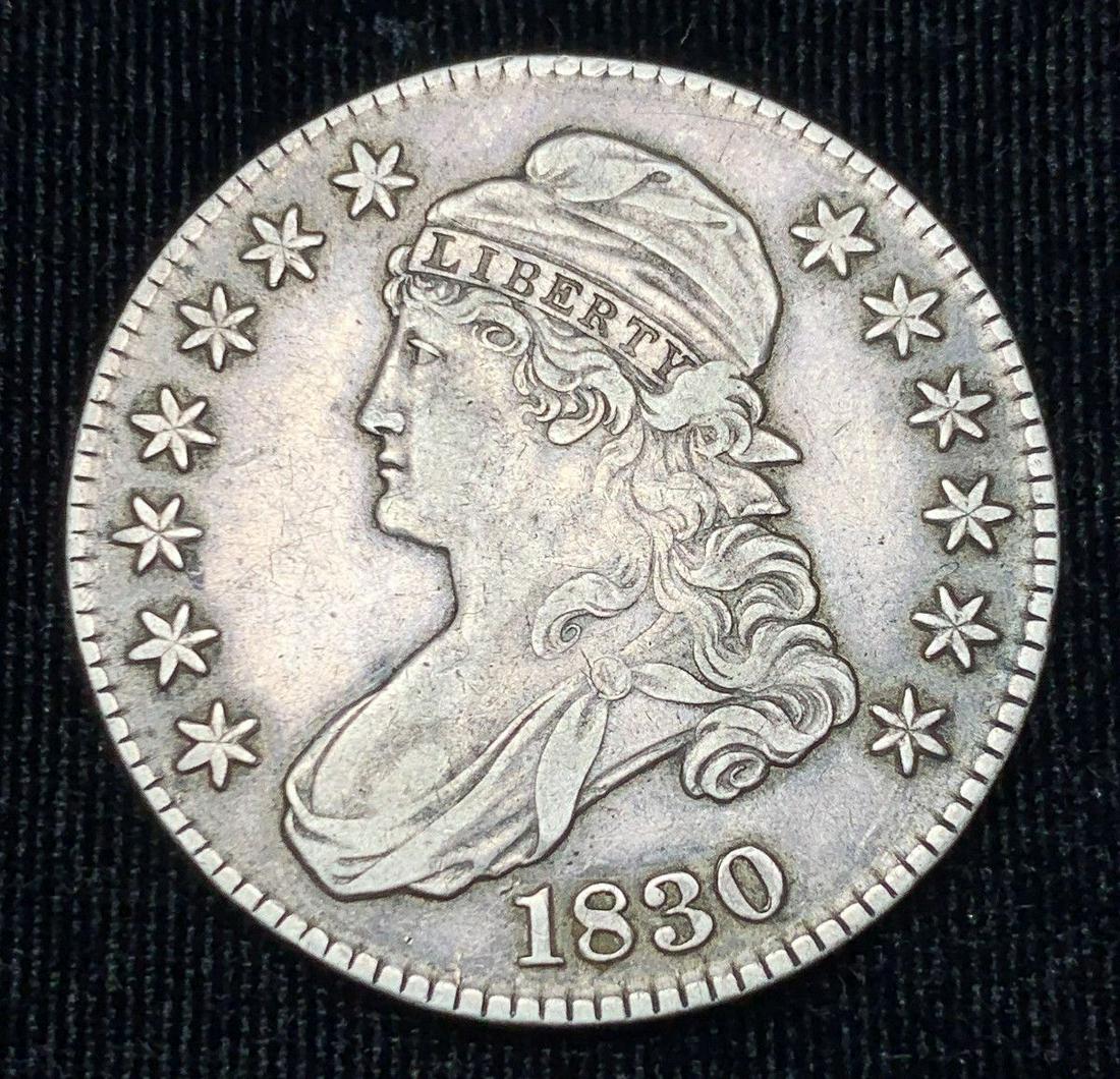 1830 XF CAPPED BUST HALF DOLLAR: WINNER SHALL RECEIVE THE EXACT COIN SHOWN HERE