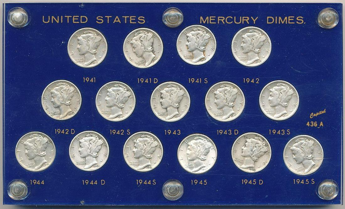 UNITED STATES MERCURY DIME COLLECTION 1941-1945-S (1 of 2)