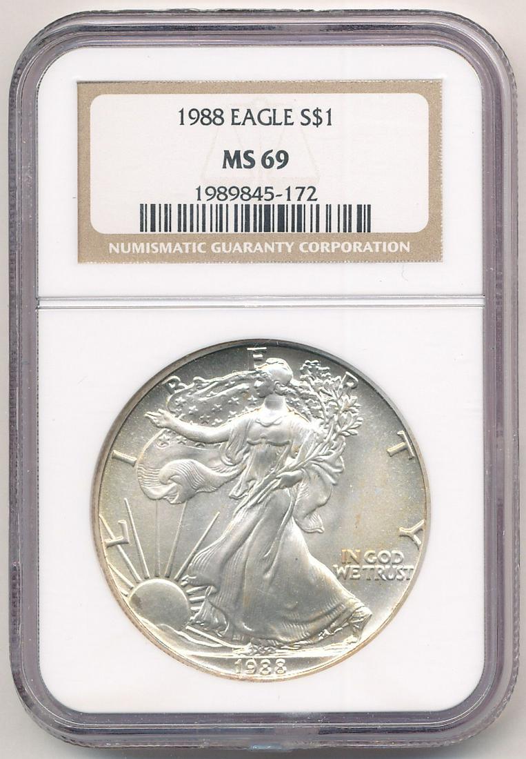 1988 NGC MS69 AMERICAN SILVER EAGLE (1 of 2)