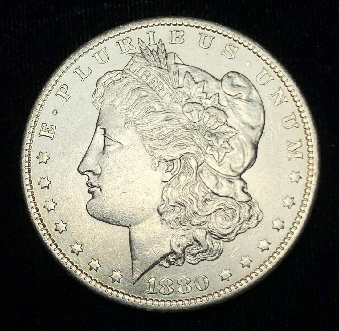 1880 MICRO-O AU58 MORGAN SILVER DOLLAR (1 of 2)
