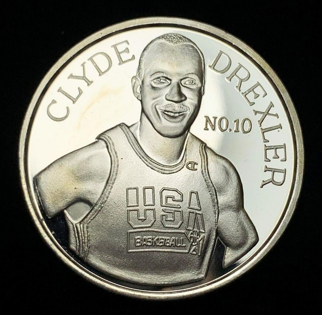 CLYDE DREXLER NO.10 USA BASKETBALL .999 SILVER (1 of 2)