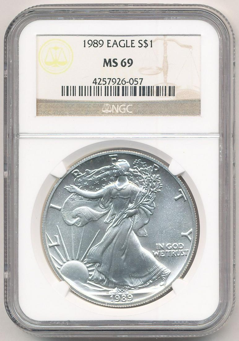1989 NGC MS69 AMERICAN SILVER EAGLE (1 of 2)